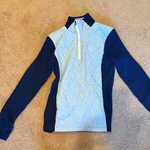 Elegant Two-Tone Blue Women's Sweater